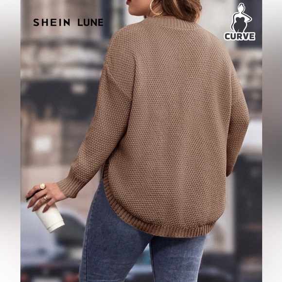 SHEIN Cream Crew Neck Sweater with Textured Knit - Picture 5 of 5